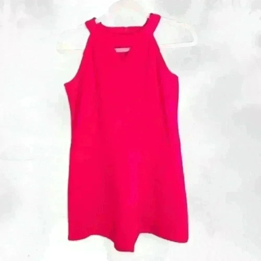 Children's Place Girls Size 16 Romper Hot Pink Sleeveless Back Zip High Neck
